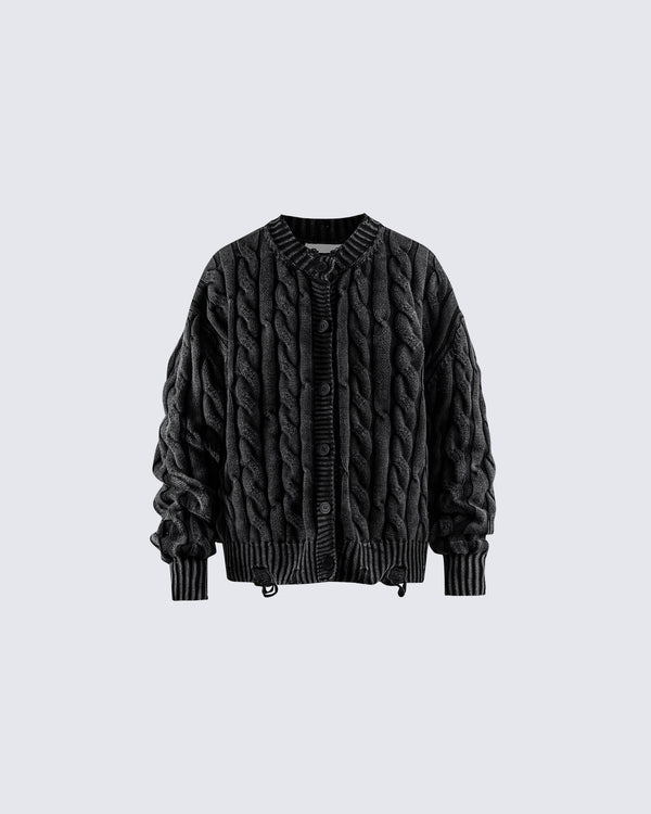 Autumn Winter New Cable Knit Button-Up Sweater
