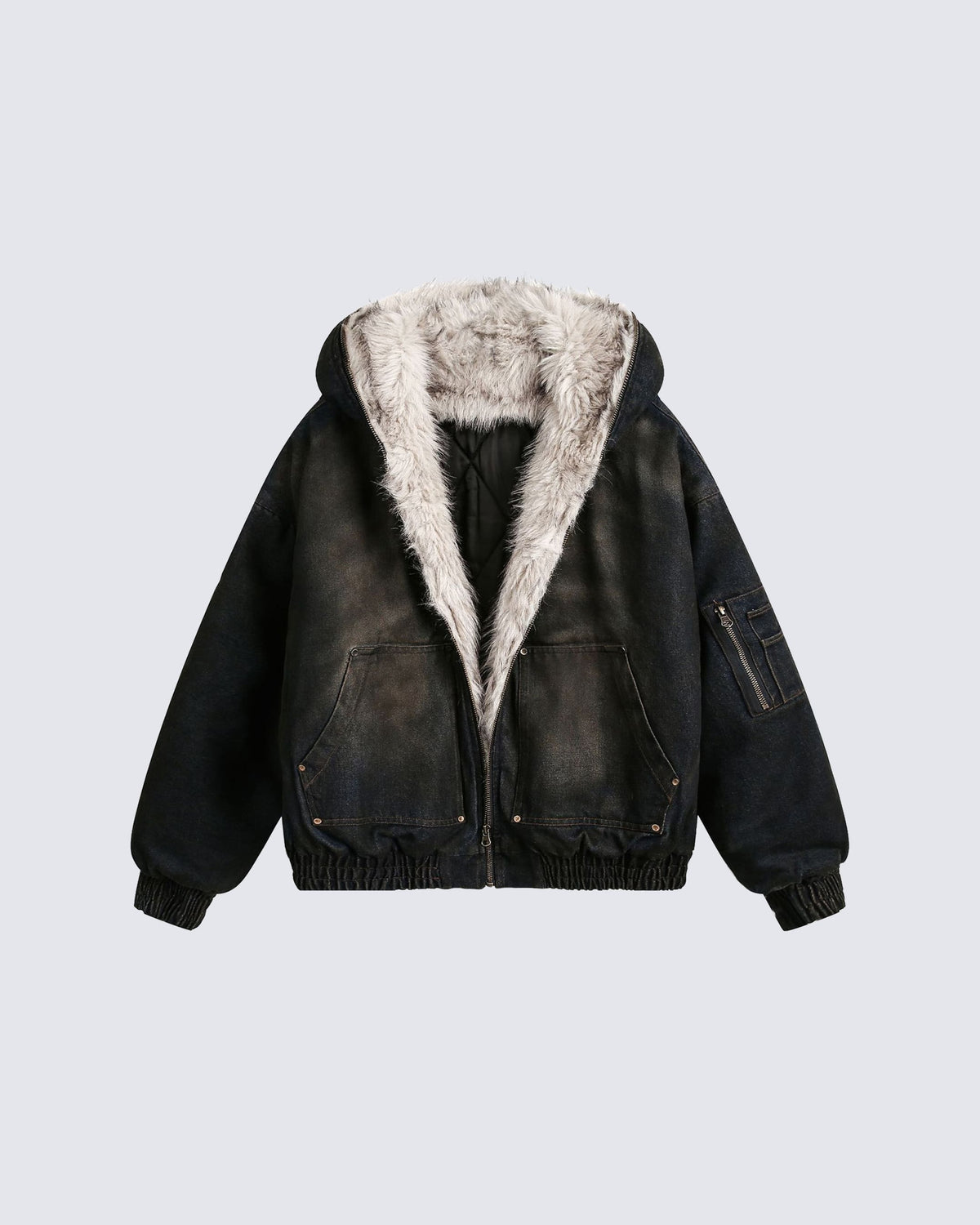 KIIKIO Vintage Distressed Hooded Jacket