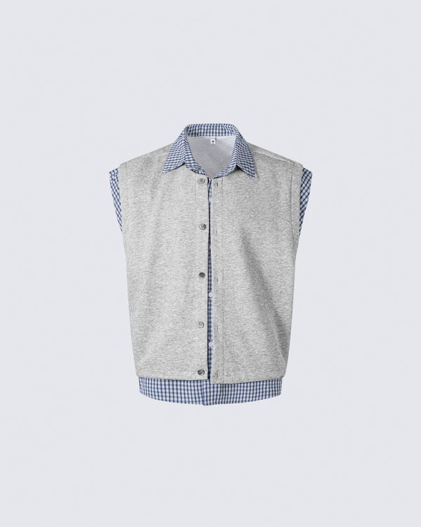 Layered Patchwork Vest Shirt