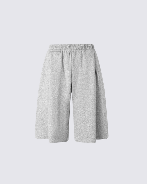 Pleated Wide-Leg Mid Shorts