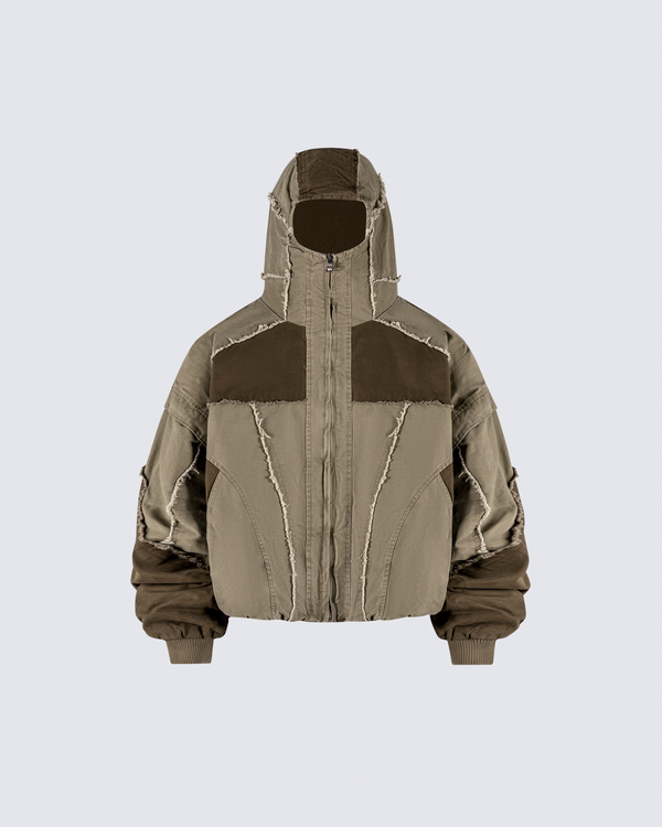 Deconstructed Patchwork Hooded Jacket