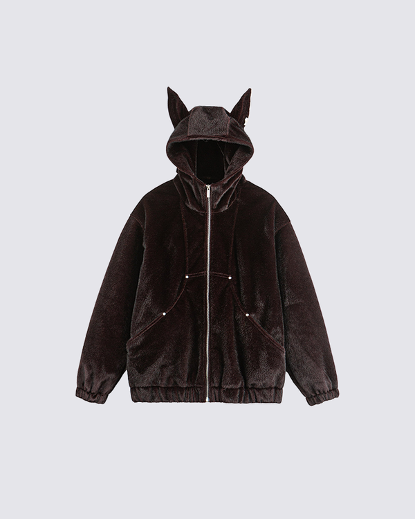 Doberman Plush Hoodie with Dog Ears