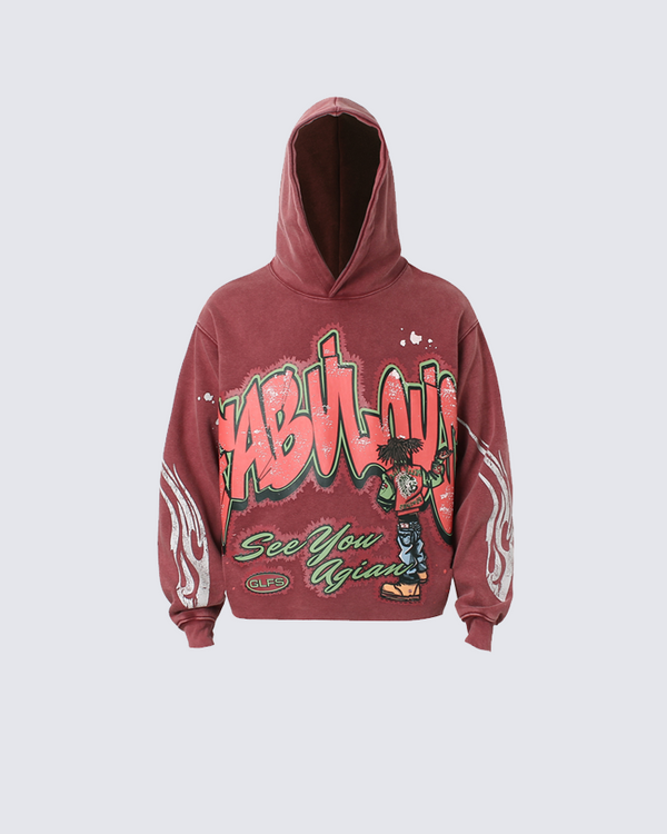 Washed Print Hoodie