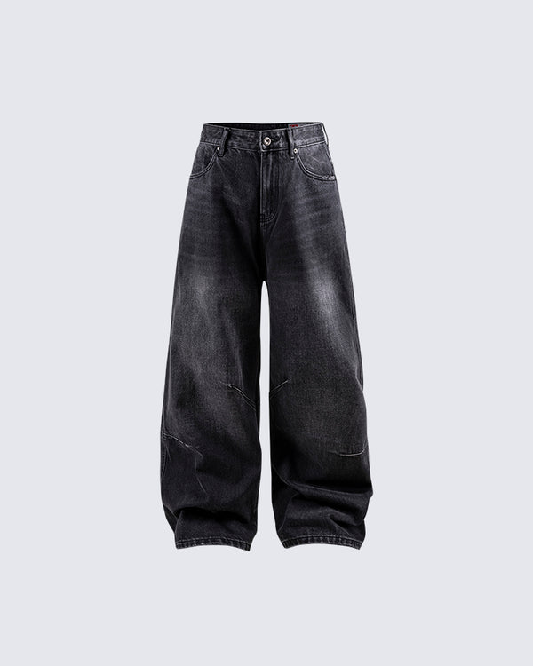 Washed Black Wide-Leg Jeans