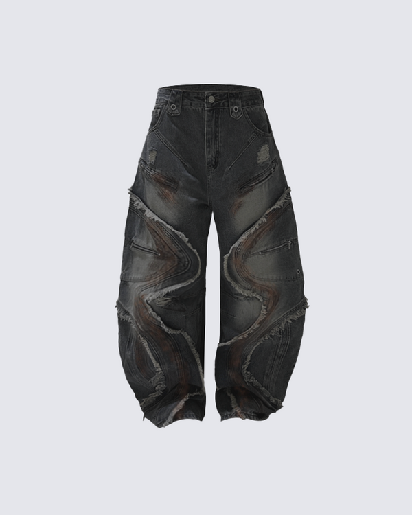 Deconstructed Washed Denim Pants