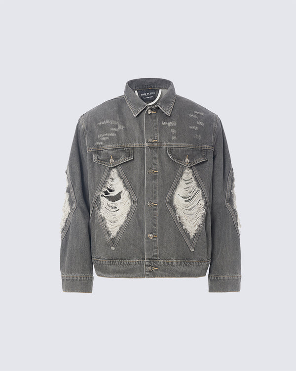 Distressed Panelled Denim Jacket