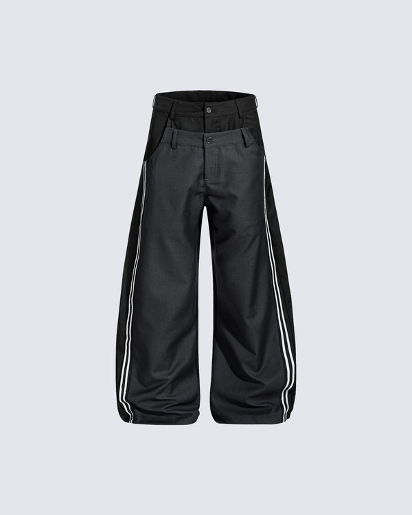 Dual-Layer Design Curved Blade Casual Pants