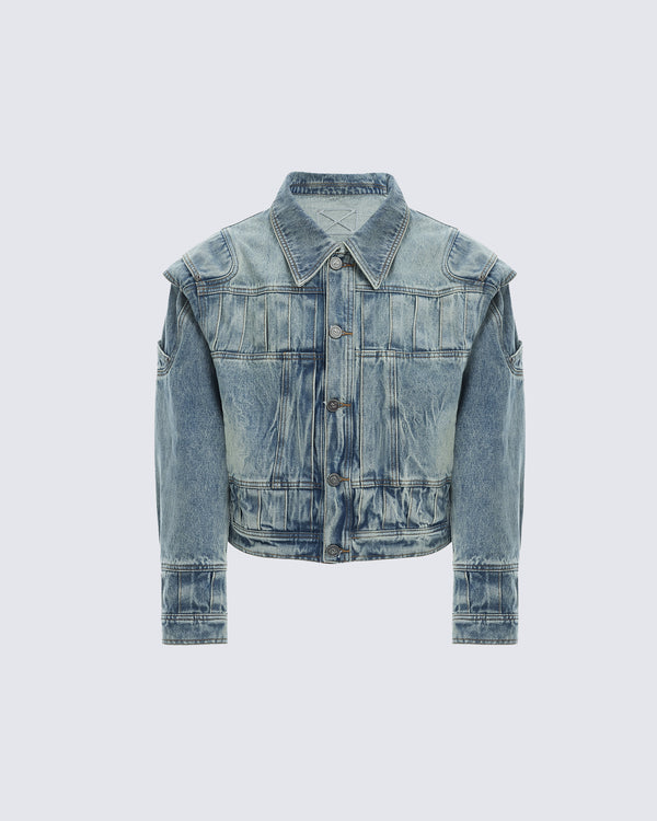 Textured Denim Oversized Jacket