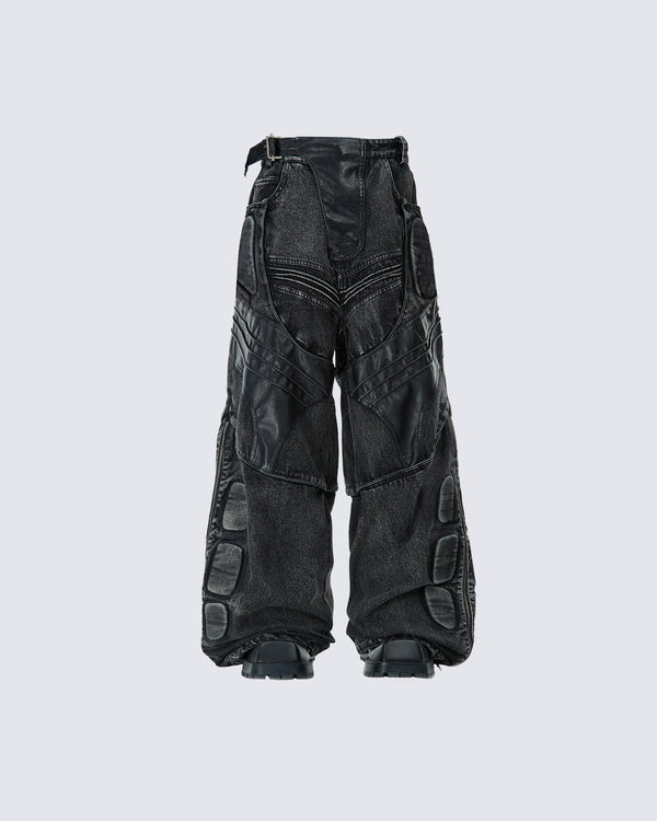 Moto-Style Heavy-Duty Panelled Pants