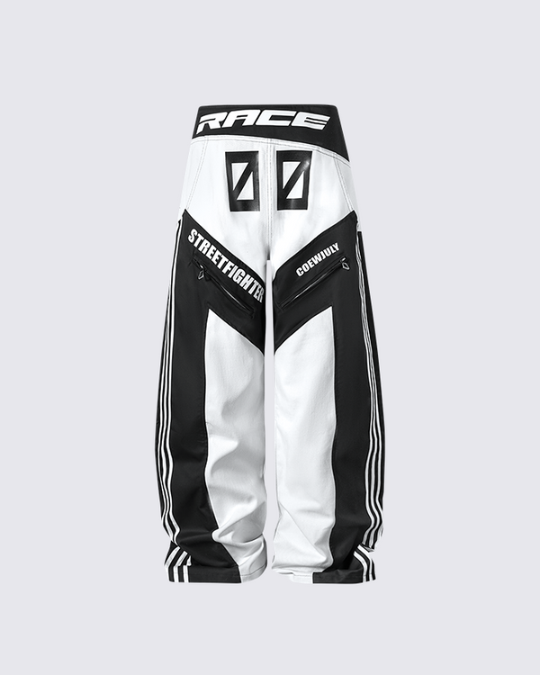 Racing Style Graphic Oversized Pants