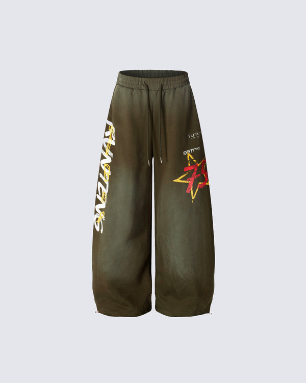 American Star Letter Print Gradient Wide-Leg Pants