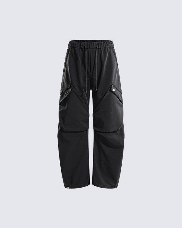 Minimalist Multi-Pocket Elastic Waist Cargo Pants