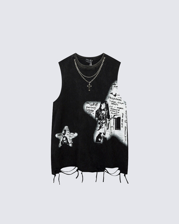 Vintage Punk Graphic Sleeveless Tank Top