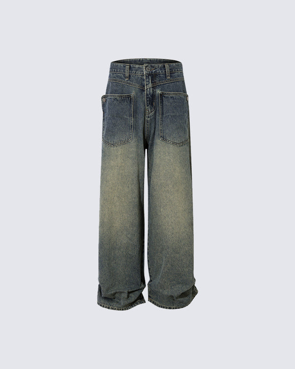 Vintage Loose Straight Denim Pants