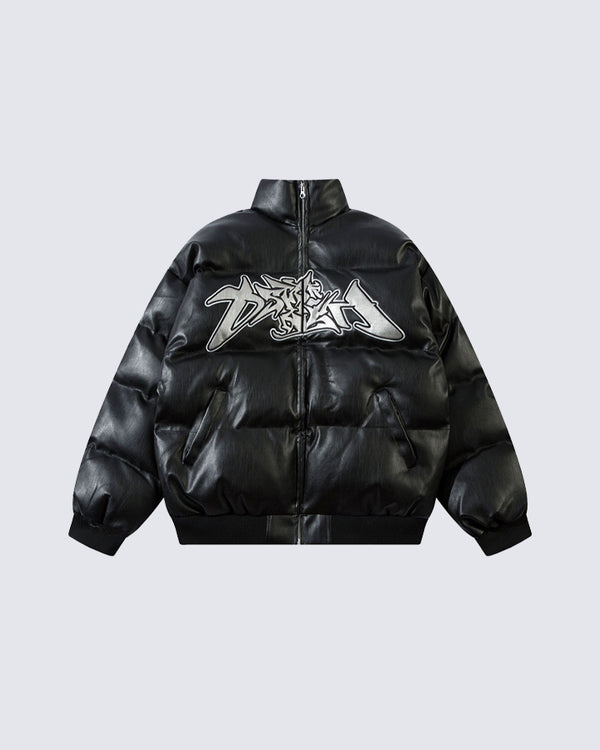 Letter Embroidered Puffer Jacket