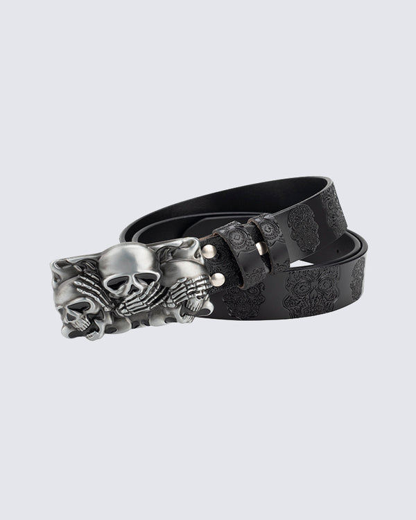 Skull Metal Buckle Leather Belt