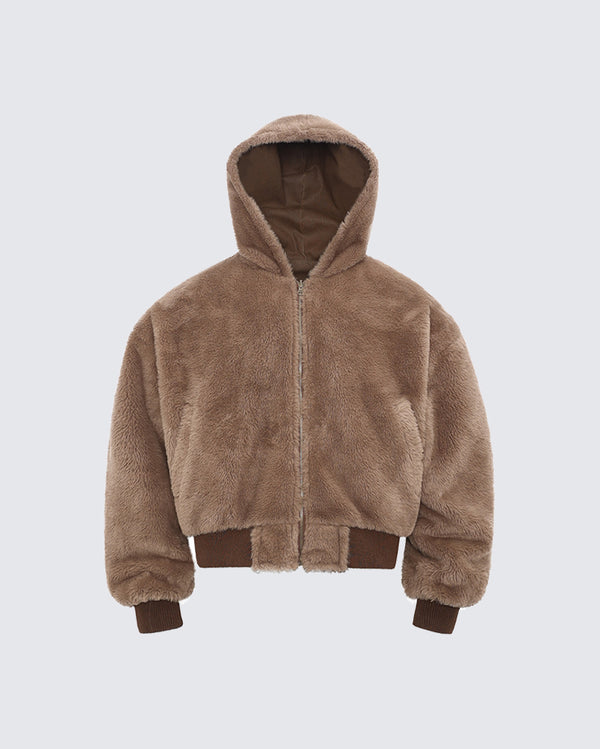 Reversible Hooded Sherpa Cotton Jacket