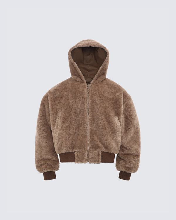 Reversible Hooded Sherpa Cotton Jacket
