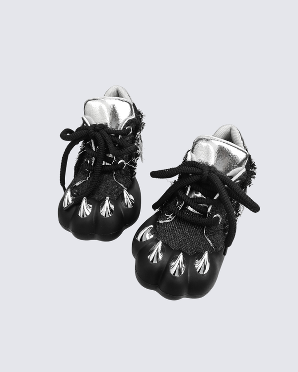 Metallic Claw Toe Distressed Canvas Sneakers