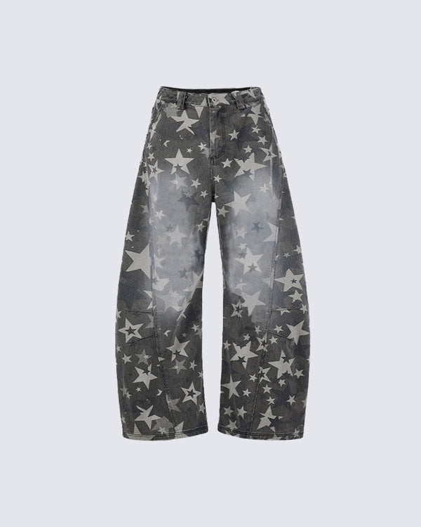 Vintage Star Spray Wide-Leg Scimitar Jeans