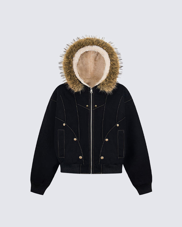American Retro Embroidered Puffer Cotton Coat