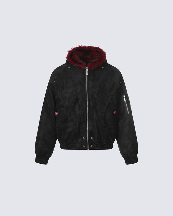 American Retro Fur-Collar Fleece-Lined Cotton Jacket