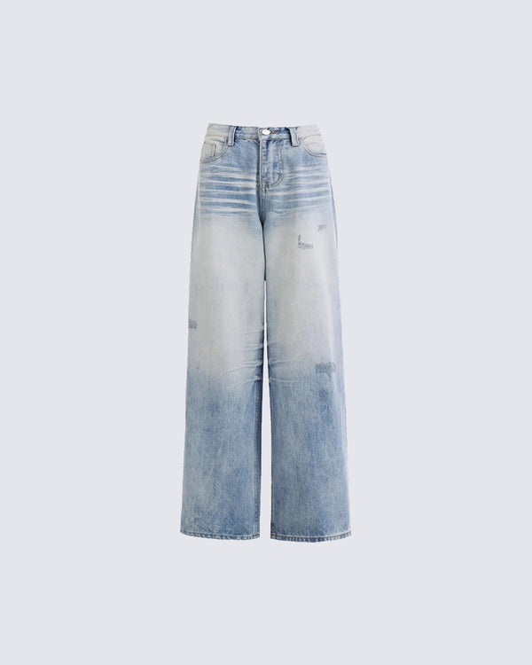 Ripped High-Rise Straight-Leg Jeans