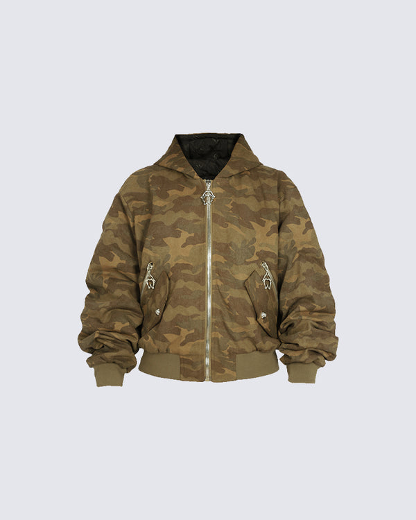 Padded Camouflage Hooded Jacket