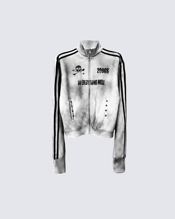 Washed Distressed Stand Collar Jacket