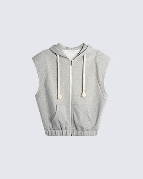 Sleeveless Zip-Up Hoodie Vest