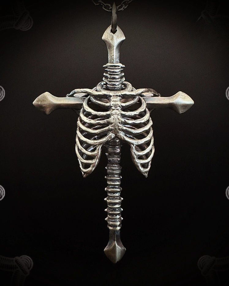 Dark Gothic Rib Cross Necklace – KIIKIO