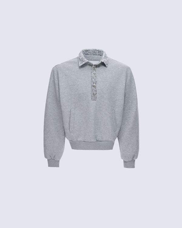 Niche Heavy Sequin Lapel Hoodie