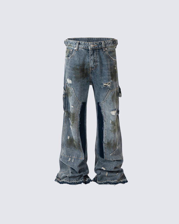 Mud-Dye Dirty Blue Jeans