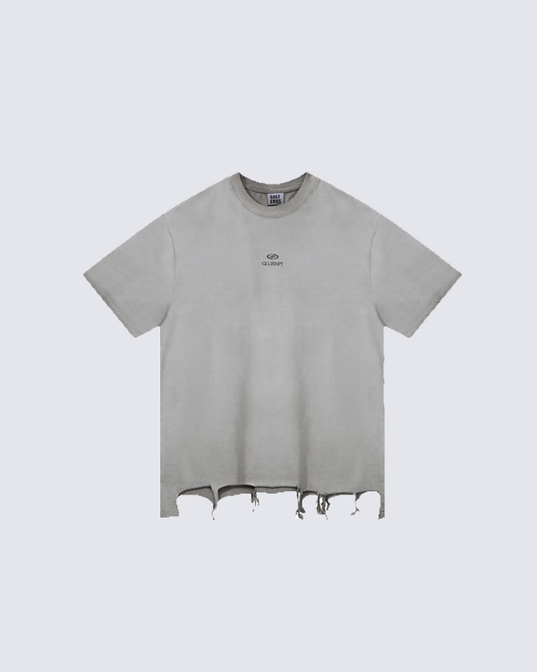 Distressed Hem Logo T-Shirt – Casual Streetwear