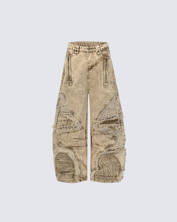 American Retro Distressed Wax-Dyed Jeans