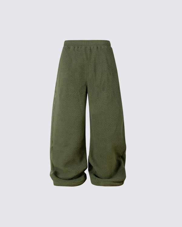 Fleece Wide-Leg Pants Oversized Cozy Streetwear