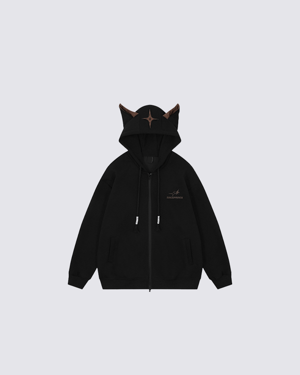 Cat Ear Cotton Zip Hoodie
