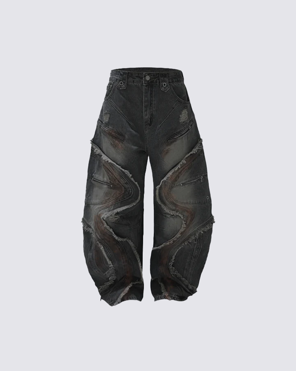 Deconstructed Washed Denim Pants