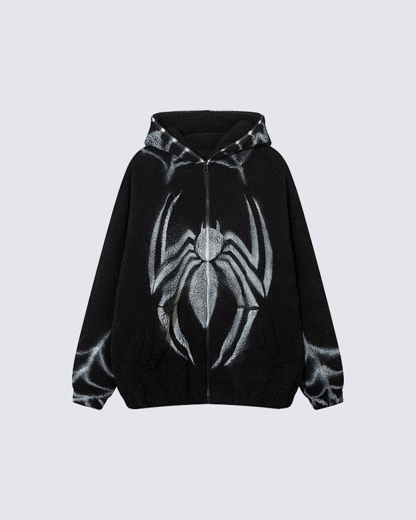 Spray-Paint Spider Plush Hoodie