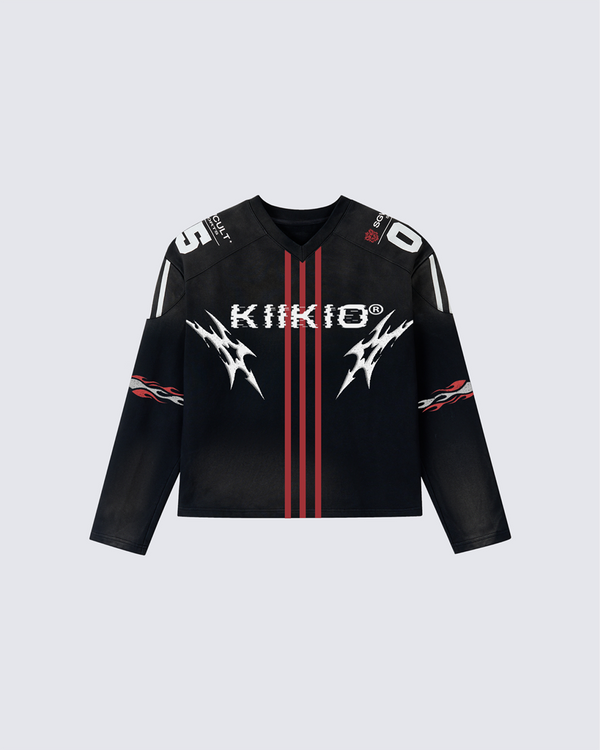 KIIKIO V-Neck Long-Sleeve Jersey Top