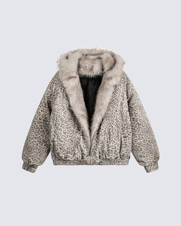 American Street Leopard Padded Cotton Jacket