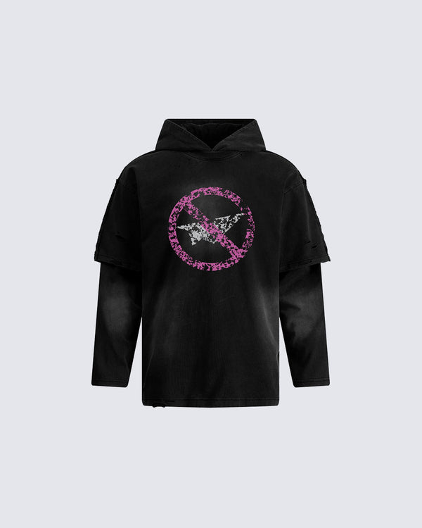 Wasteland Style Water-Washed Streetwear Hoodie