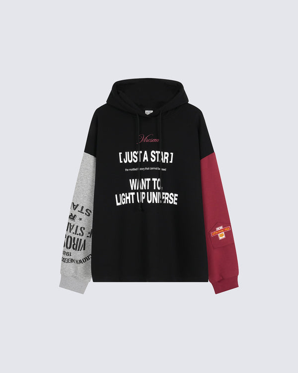 Color Block Hooded Pullover Sweatshirt