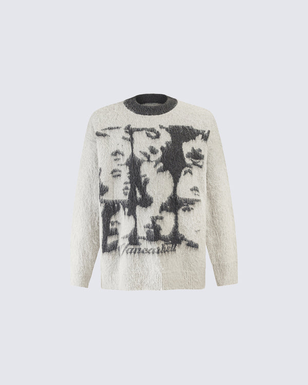 Abstract Face Pattern Sweater