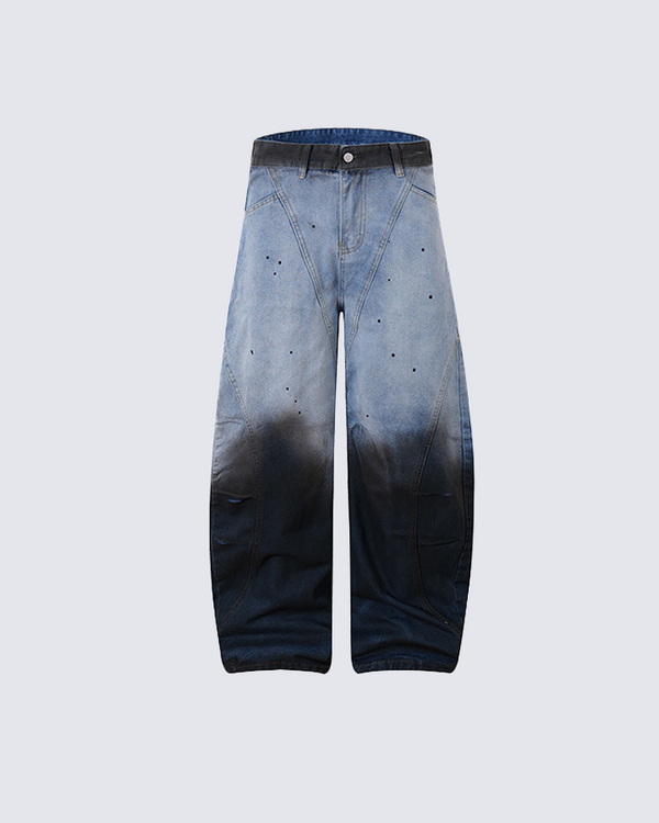 KIIKIO Gradient Wash Wide-Leg Jeans – Streetwear Graffiti Style
