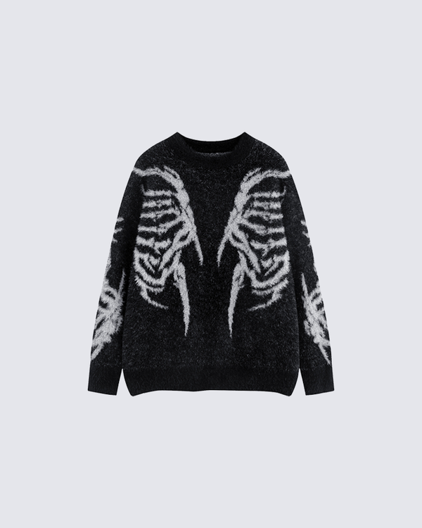 Fuzzy Skeleton Knit Sweater