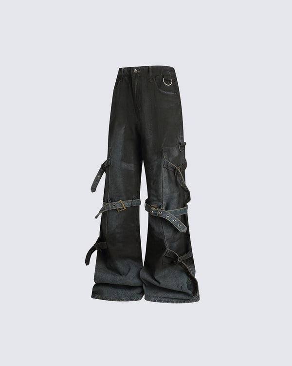 American Vintage Lace-Up Flared Distressed Denim Jeans