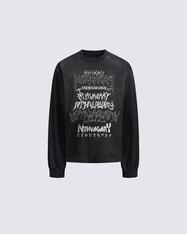 Gothic Letter Graffiti Long Sleeve T-Shirt