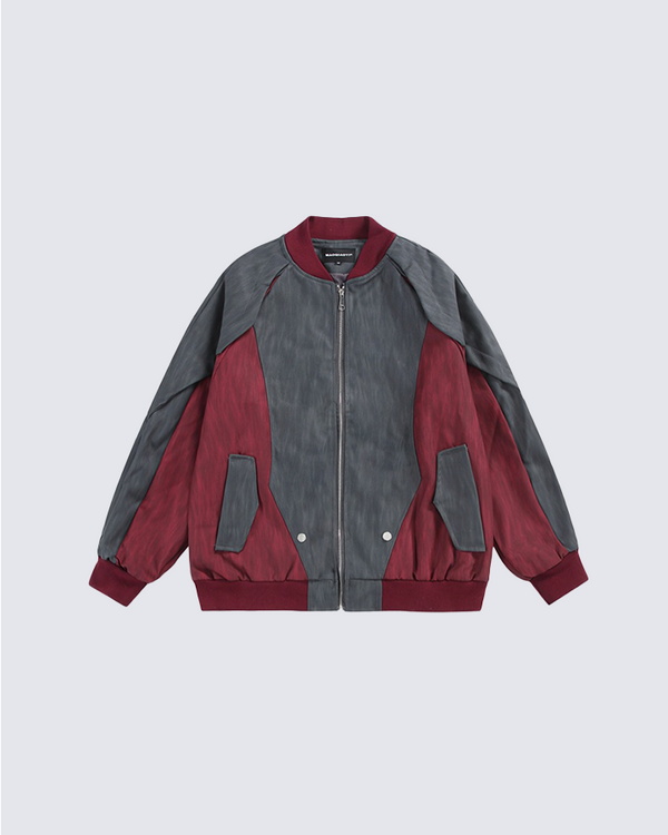 Color Block Bomber Jacket - Retro Sporty Design with Zip Closure
