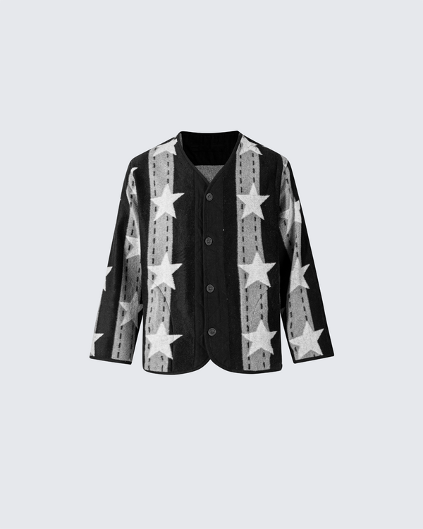 Star Stripe Buttoned Cotton Cardigan